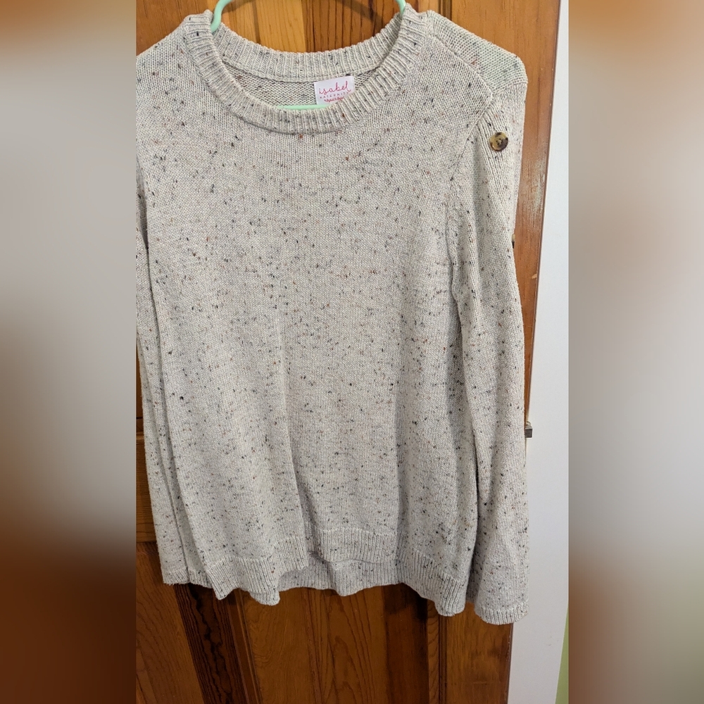 Isabel Maternity Cream Sweater With Buttons On The sleeves